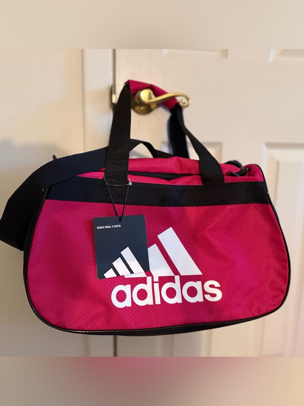 adidas Pink Small Duffel Bag with Black Straps